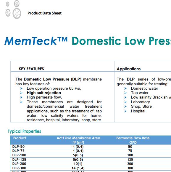 Memteck Domestic Low pressure (DLP)